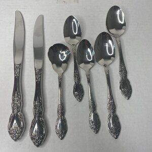 Oneida LOUISIANA 18/8 Stainless Steel Flatware Serving Spoon Fork Knife Lot 7
